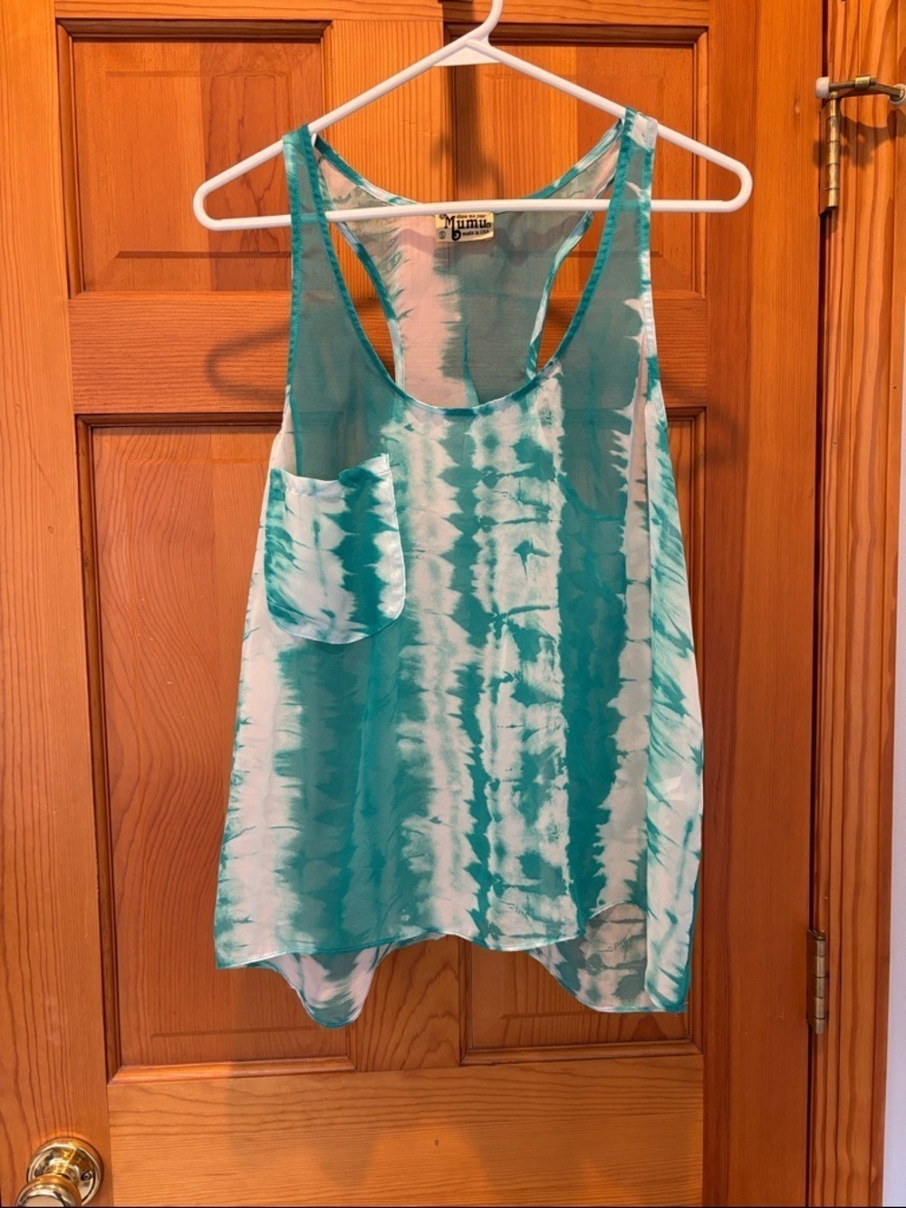Show Me Your Mumu Racerback Semi Sheer Green Tie Dye Tank Top Size Small